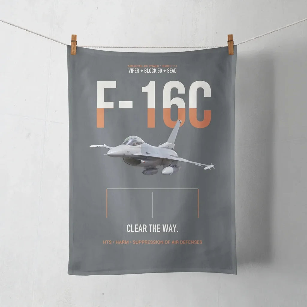 F-16C Block 50 Clear The Way design on gray towel