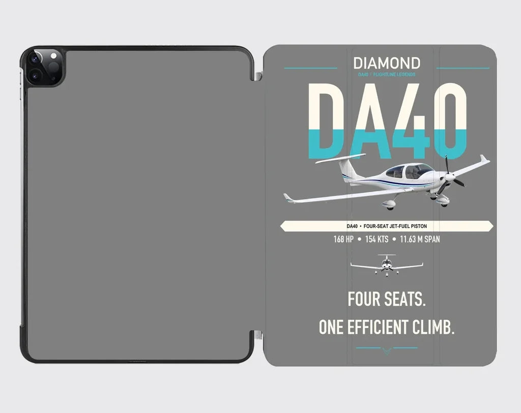 Diamond DA40 design on gray ipad tablet case