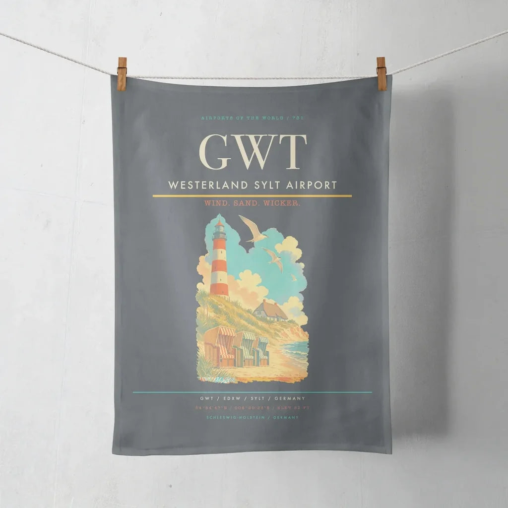 Westerland Sylt Airport (GWT) design on gray towel