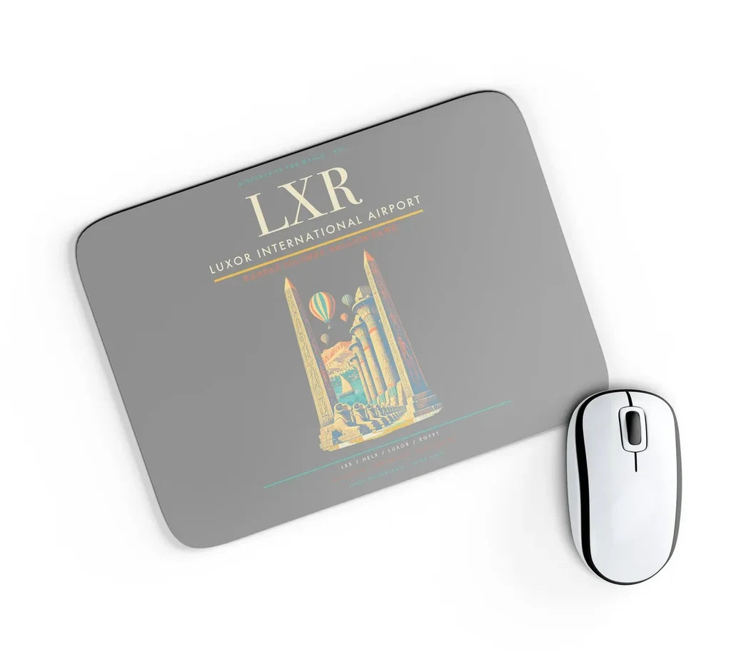 Luxor International Airport (LXR) design on gray rectangle mouse pad