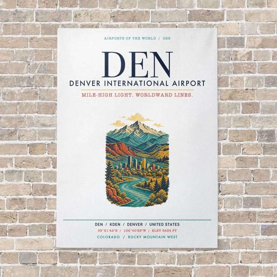 Denver International Airport DEN vertical canvas print - no frame - white background
