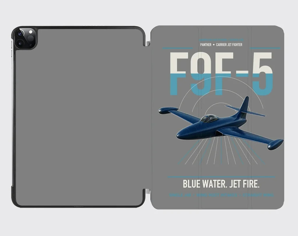 F9F-5 Panther design on gray ipad tablet case