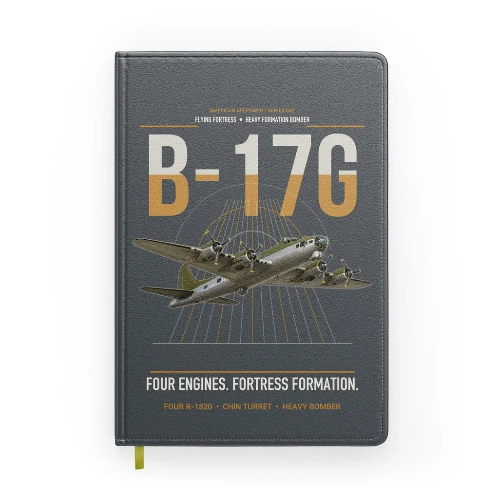B-17G Flying Fortress design on gray notebook