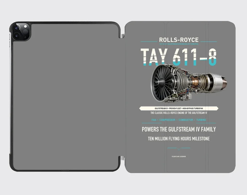TAY 611-8 design on gray ipad tablet case