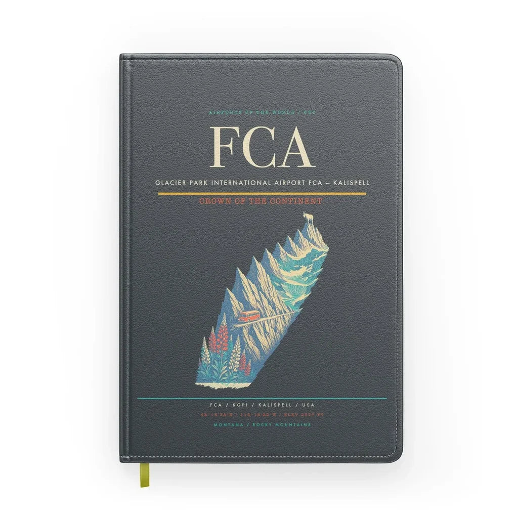 Glacier Park International Airport (FCA) design on gray notebook