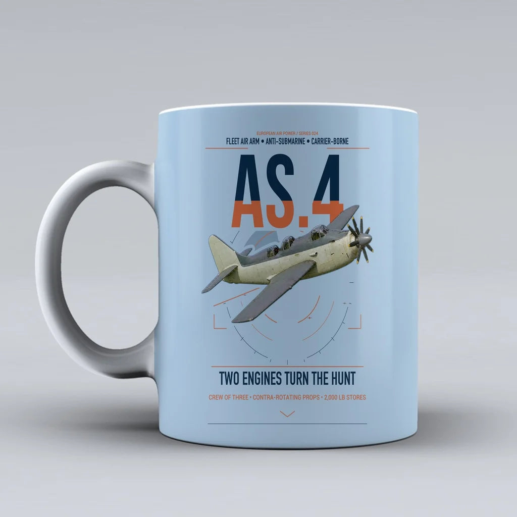 Fairey Gannet AS.4 design on light blue ceramic mug, double-side print