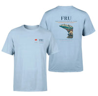 Thumbnail for Manas International Airport (FRU) design printed on light blue double-side t-shirt