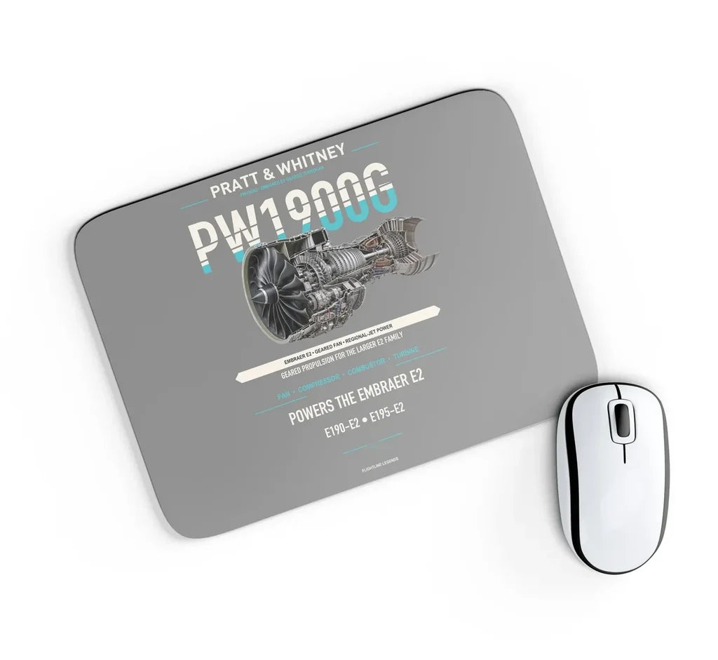 PW1900G design on gray rectangle mouse pad