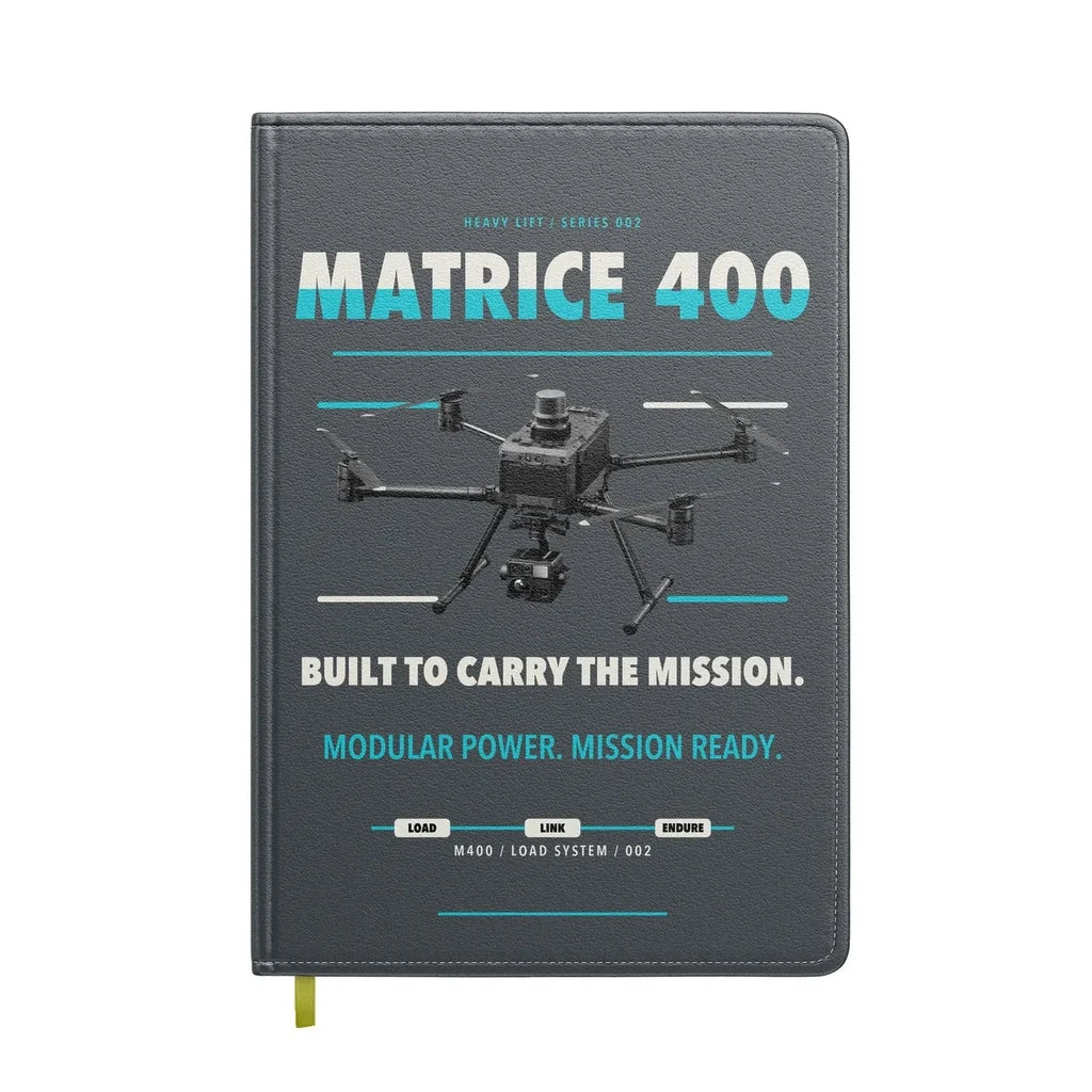 DJI Matrice 400 design on gray notebook