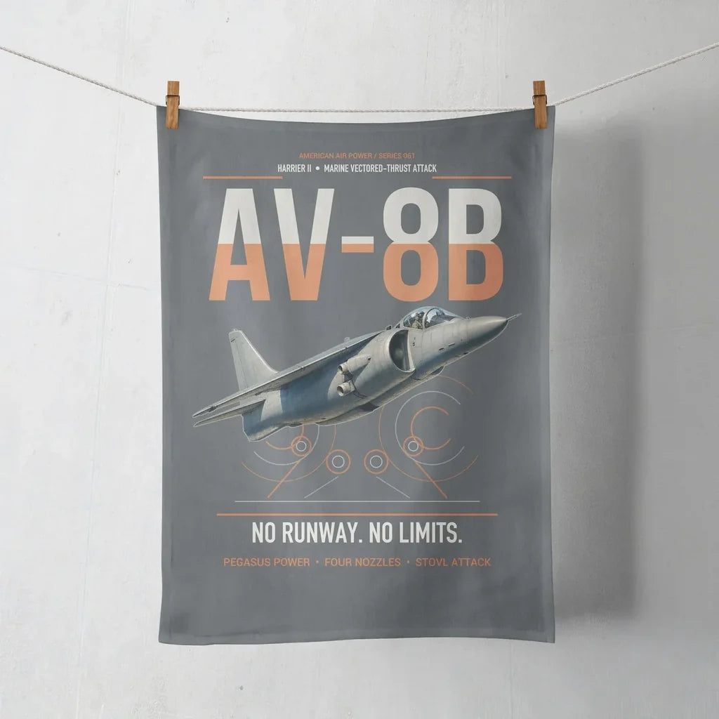 AV-8B Harrier II design on gray towel