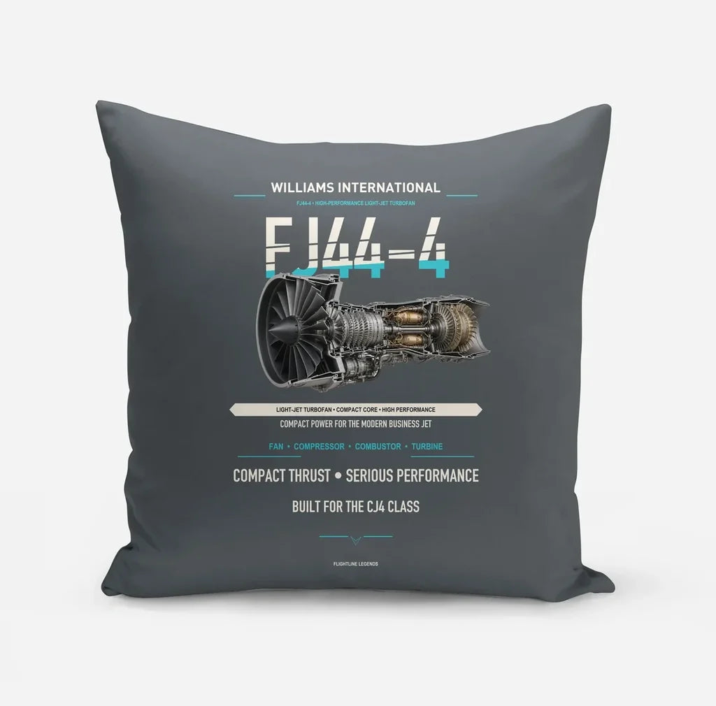 FJ44-4 design on gray pillow