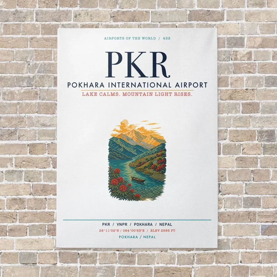 Pokhara International Airport PKR vertical canvas print - no frame - white background
