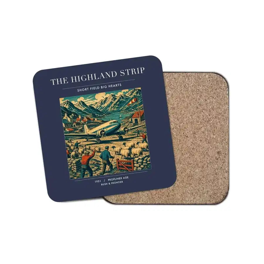The Highland Strip - Designed Coasters design on navy blue 1-piece