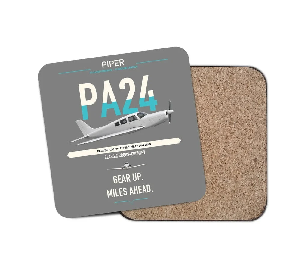 Piper PA-24-250 Comanche 250 design on gray 1 piece coaster