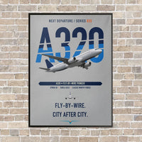 Thumbnail for Airbus A320 vertical canvas print - framed - light gray background
