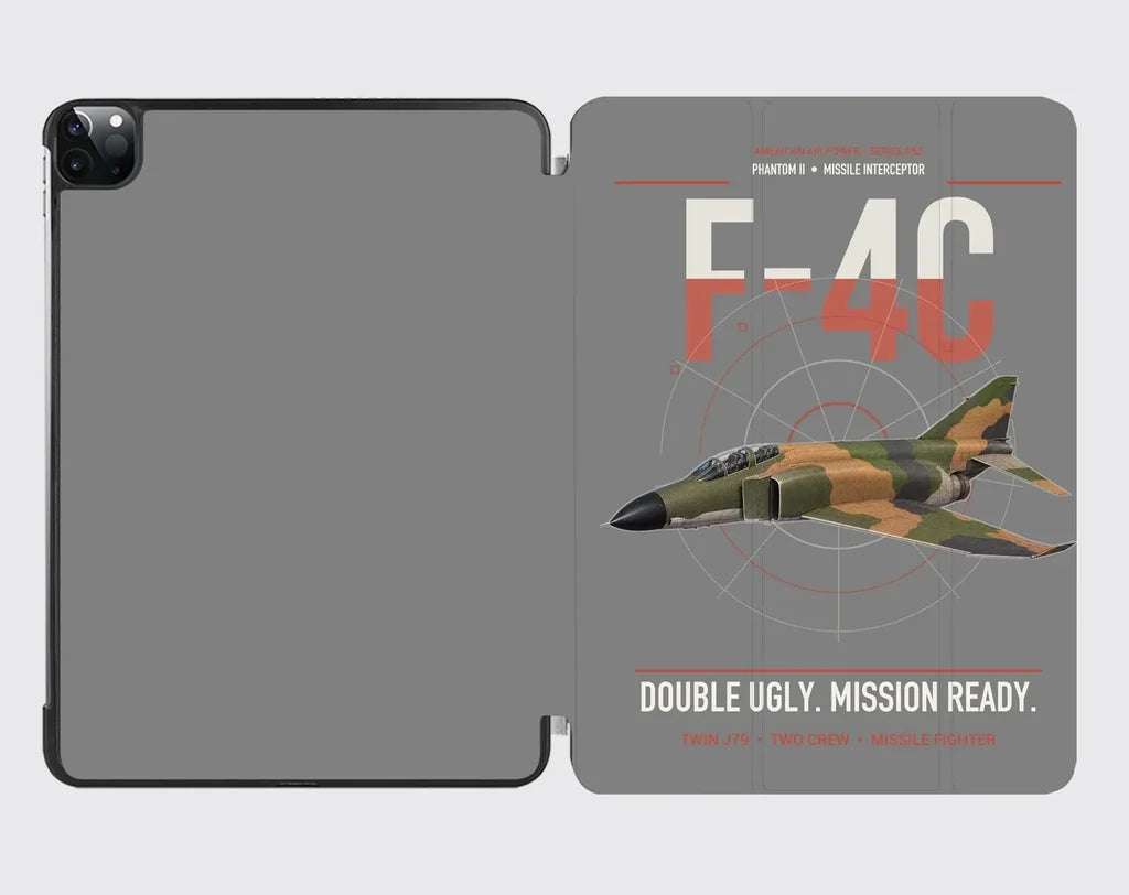 F-4C Phantom II design on gray ipad tablet case