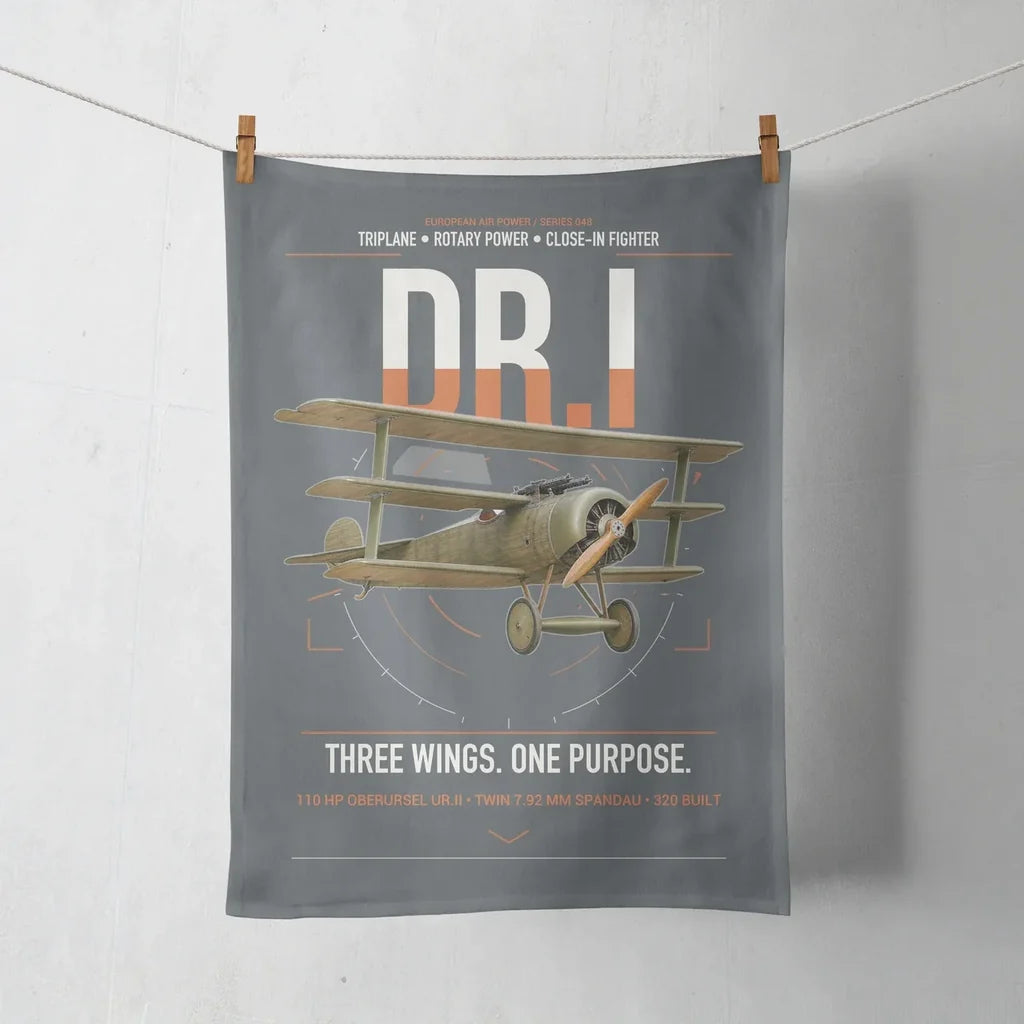 Fokker Dr.I design on gray towel