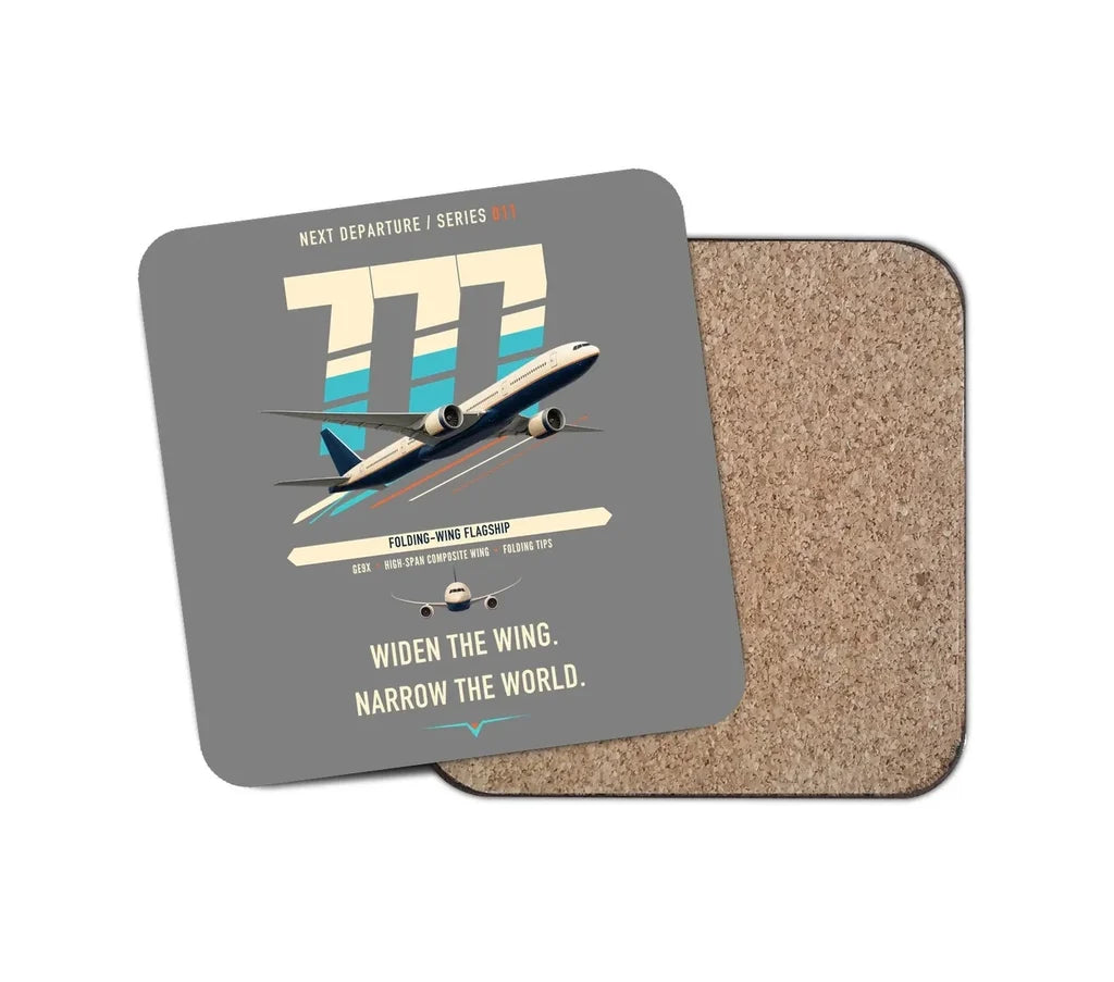 Boeing 777-9 design on gray 1 piece coaster