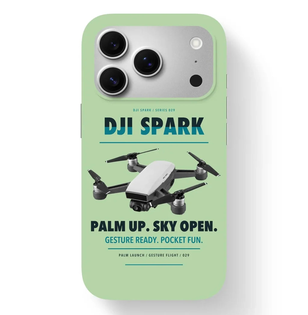 DJI Spark Case design on light green iphone case
