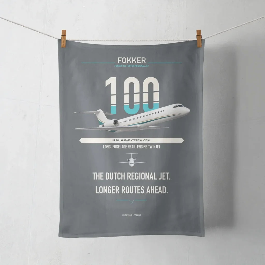 Fokker 100 design on gray towel