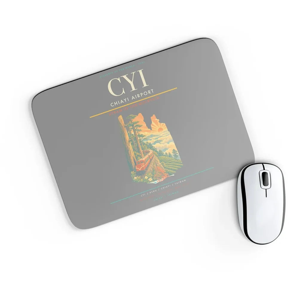 Chiayi Airport (CYI) design on gray rectangle mouse pad