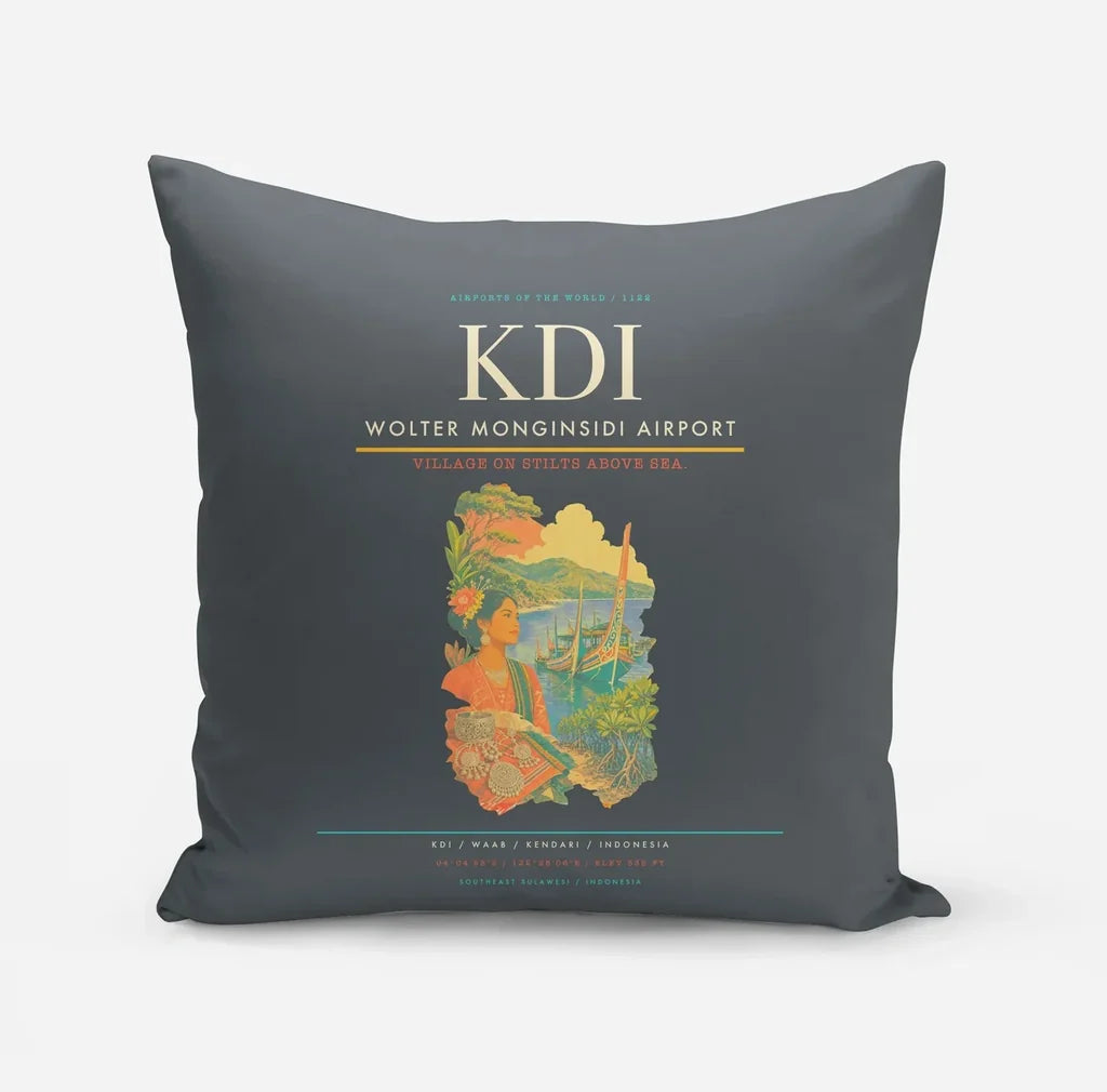 Wolter Monginsidi Airport (KDI) design on gray pillow