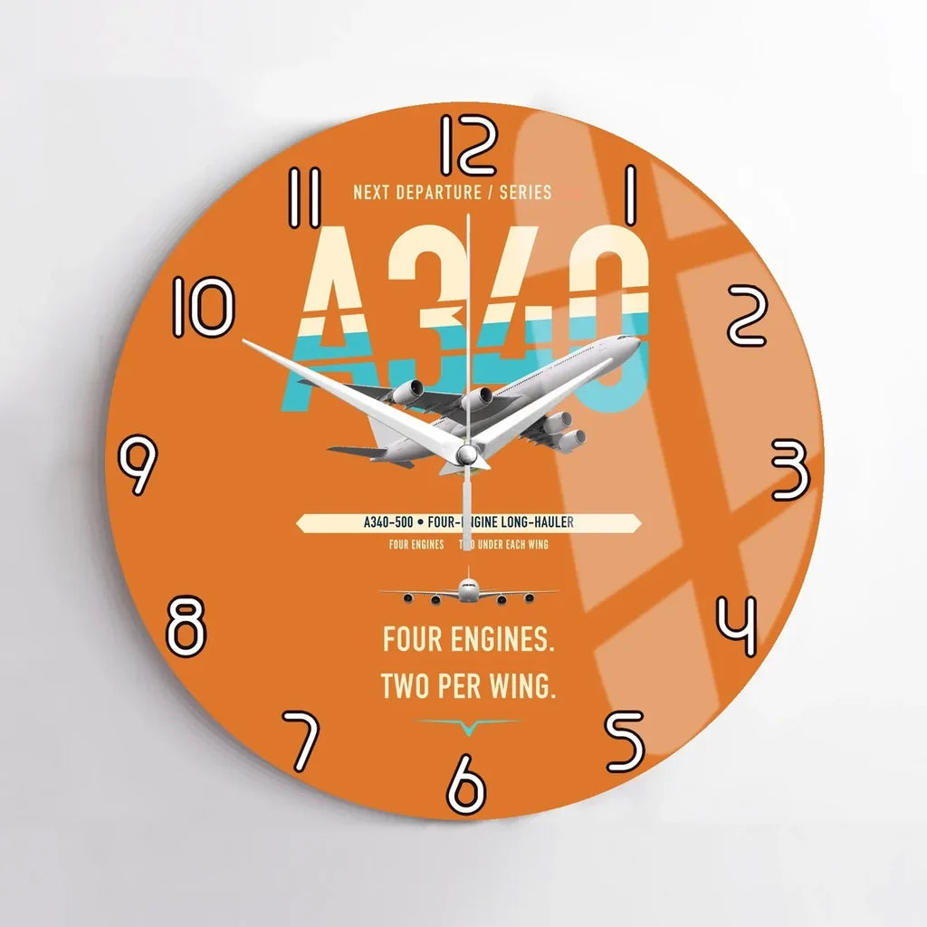 Airbus A340-500 design on orange no frame wall clock