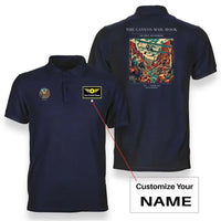 Thumbnail for VINTAGE G4285 - The Canyon Mail Hook - Double-Side Polo T-Shirt design on navyblue+name