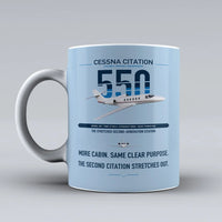 Thumbnail for Cessna Citation 550 - Citation II design on light blue ceramic mug, double-side print
