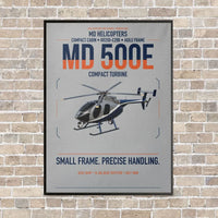 Thumbnail for MD Helicopters MD 500E vertical canvas print - framed - light gray background