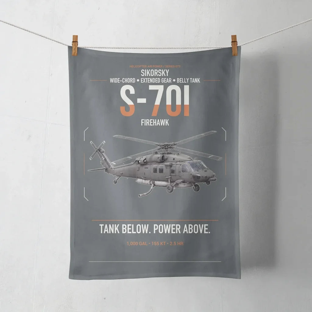Sikorsky S-70i FIREHAWK design on gray towel