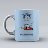 Thumbnail for Airbus H175 design on light blue ceramic mug, double-side print