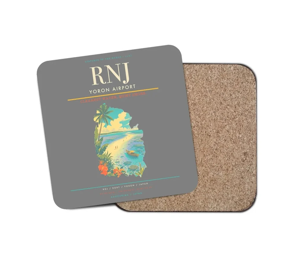 Yoron Airport (RNJ) design on gray 1 piece coaster
