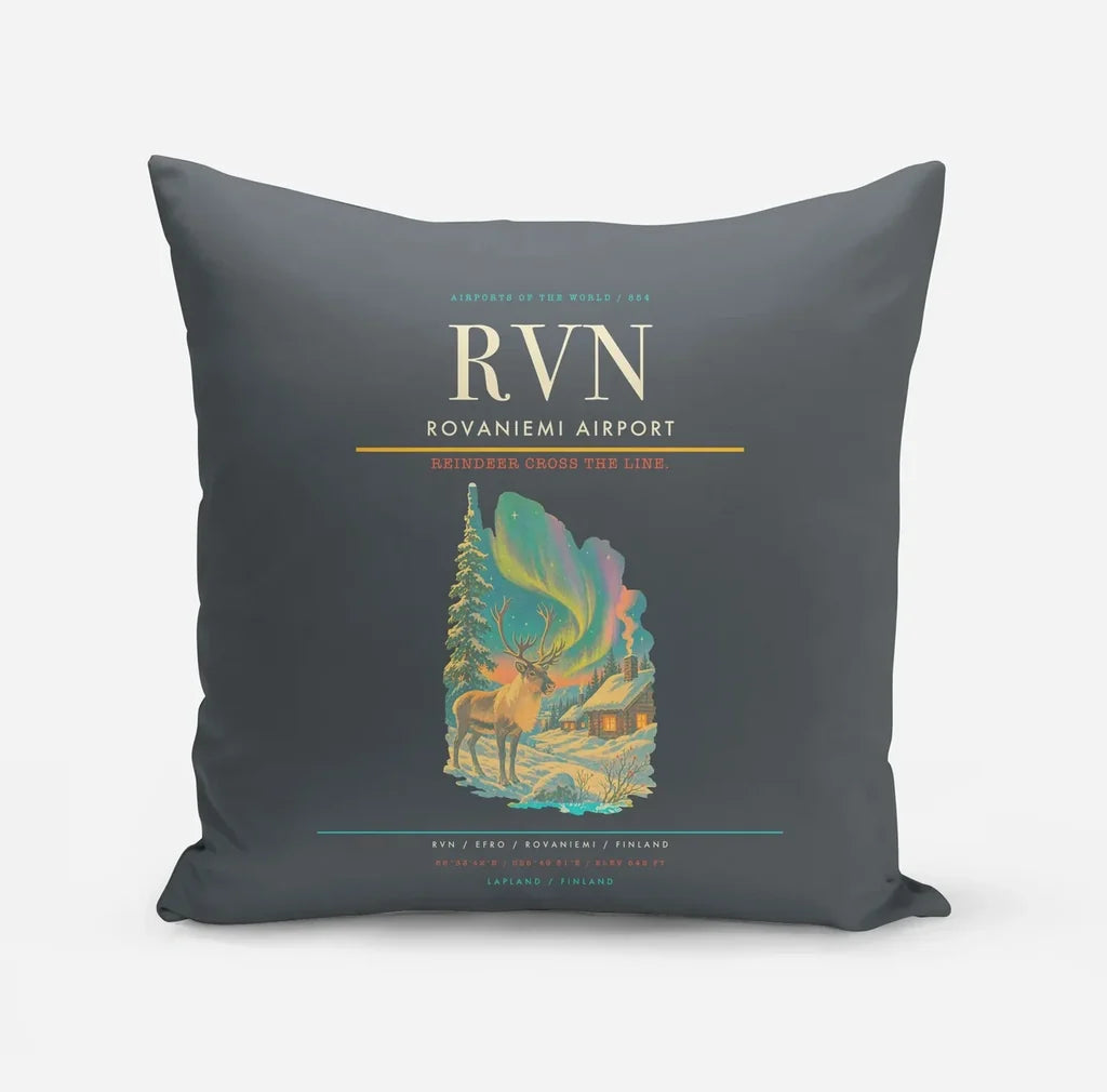 Rovaniemi Airport (RVN) design on gray pillow