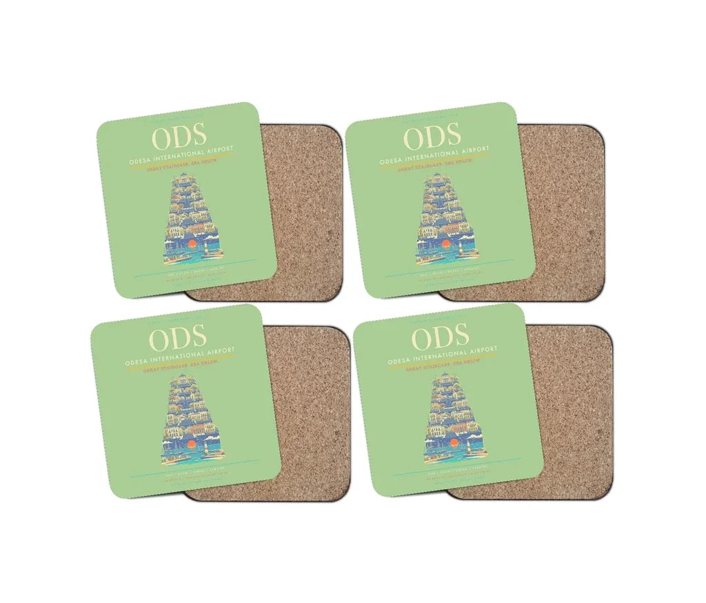 Odesa International Airport ODS Coaster 4-Pieces-Set - Light Green
