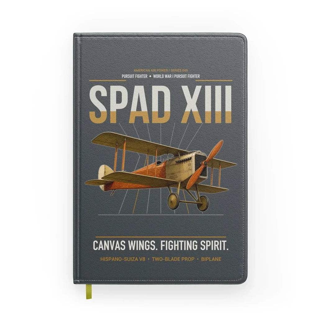SPAD XIII design on gray notebook