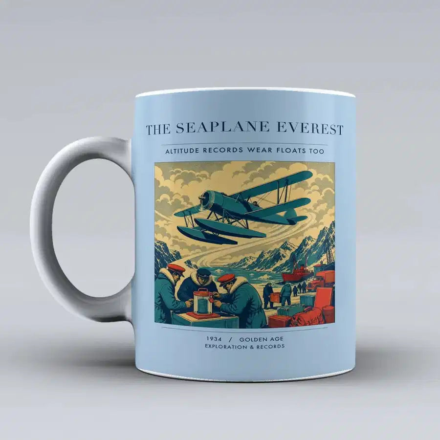 VINTAGE G4296 - The Seaplane Everest - Ceramic Mug design on lightblue