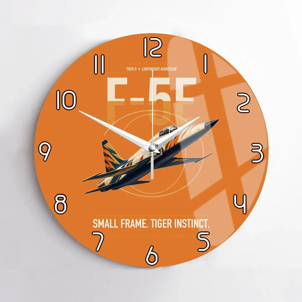 F-5E Tiger II design on orange no frame wall clock