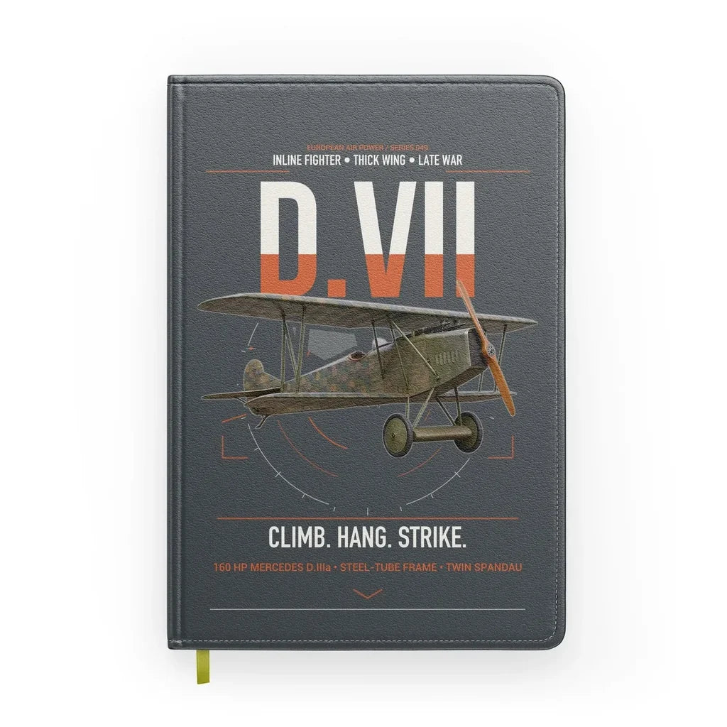 Fokker D.VII design on gray notebook
