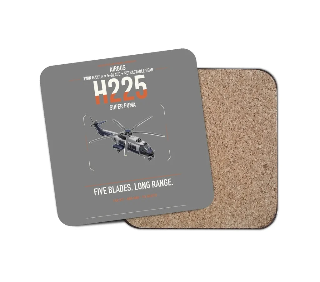 Airbus H225 design on gray 1 piece coaster