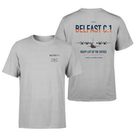 Thumbnail for Short Belfast C.1 design on light gray double-side t-shirt, double-side print