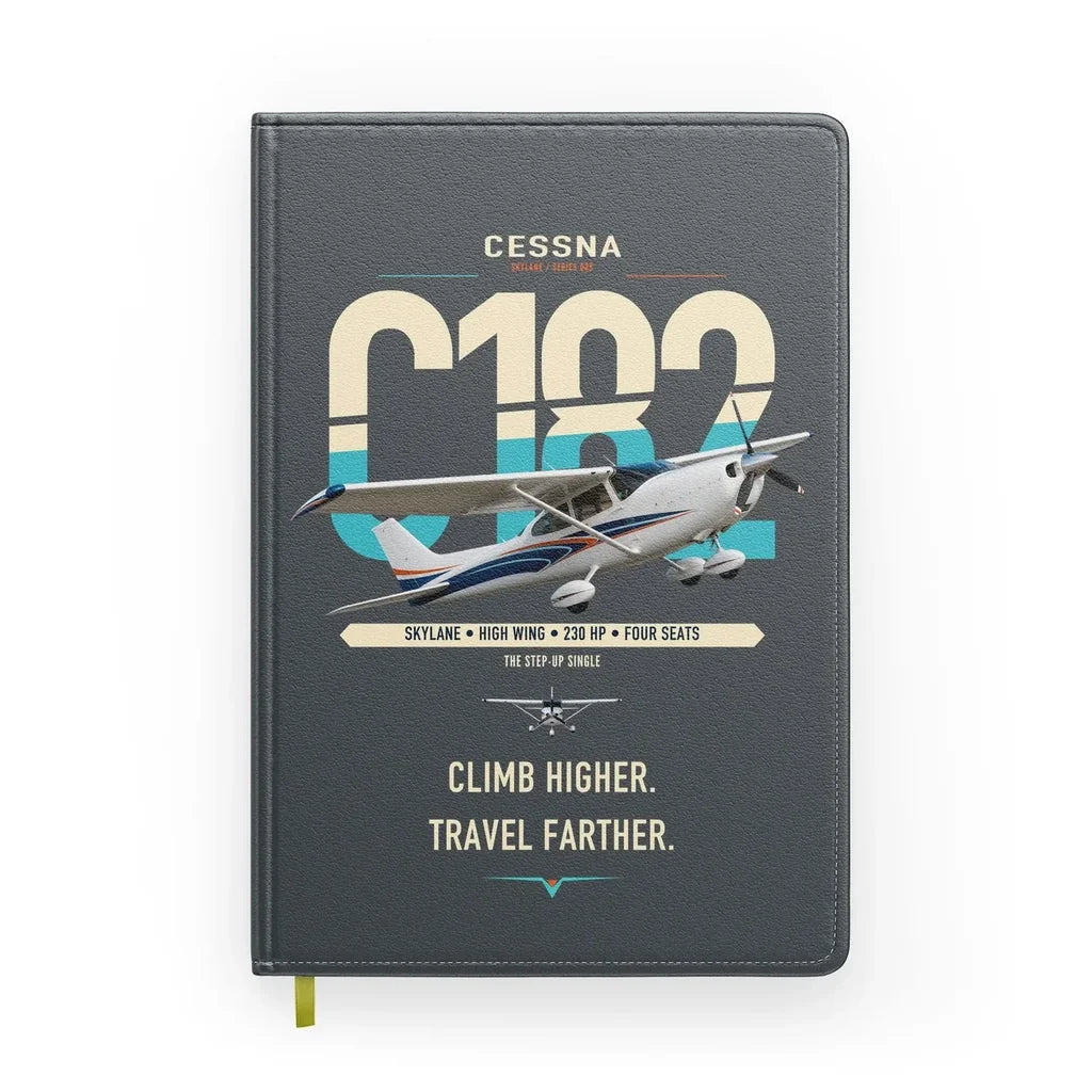 Cessna 182 Skylane design on gray notebook