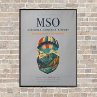 Thumbnail for Missoula Montana Airport MSO vertical canvas print - framed - light gray background