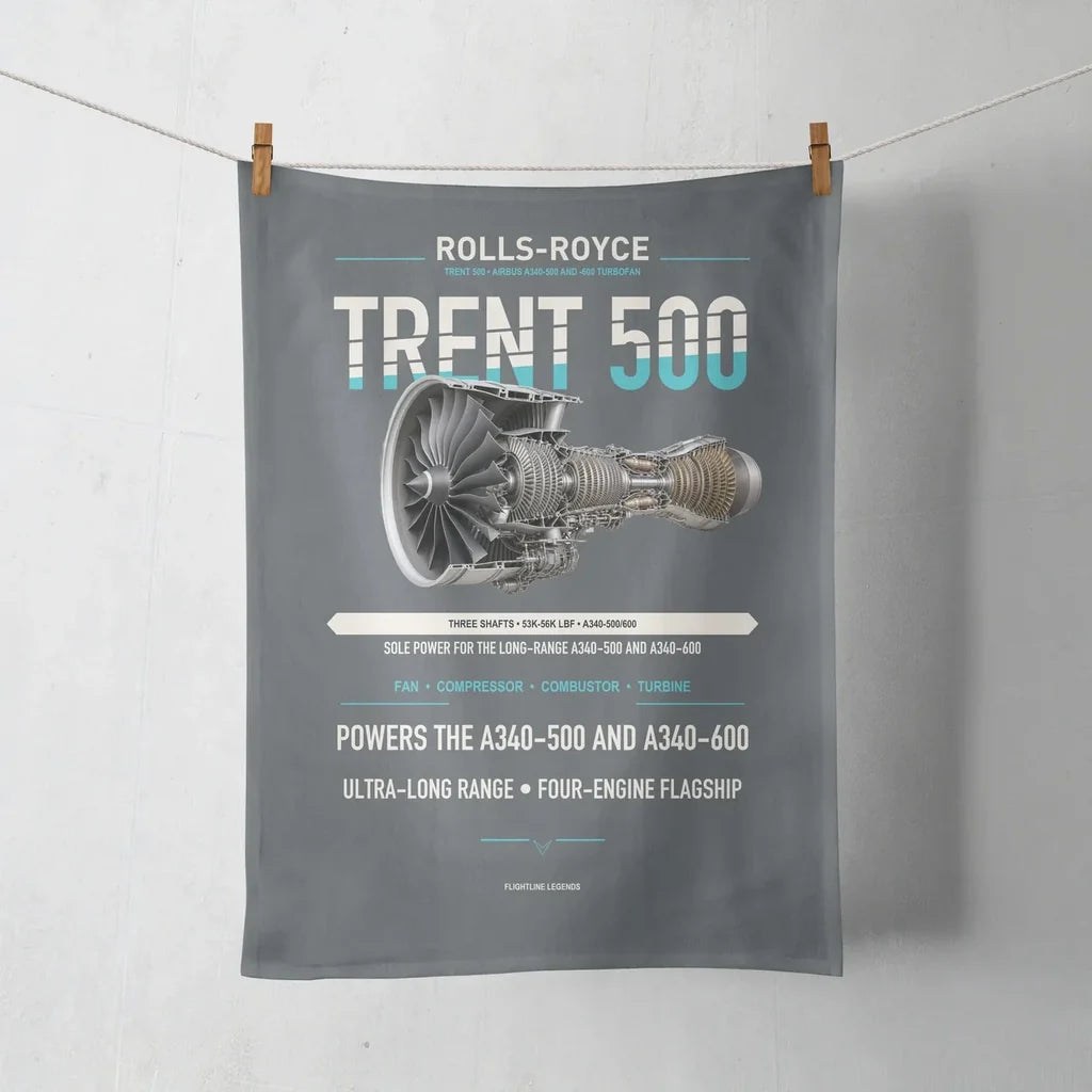 TRENT 500 design on gray towel