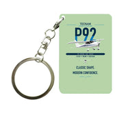 Thumbnail for Tecnam P92 Echo MkII design on light green designed key chain, double-side print