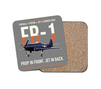 Thumbnail for FR-1 Fireball Prop in Front Jet in Back design on gray 1 piece coaster