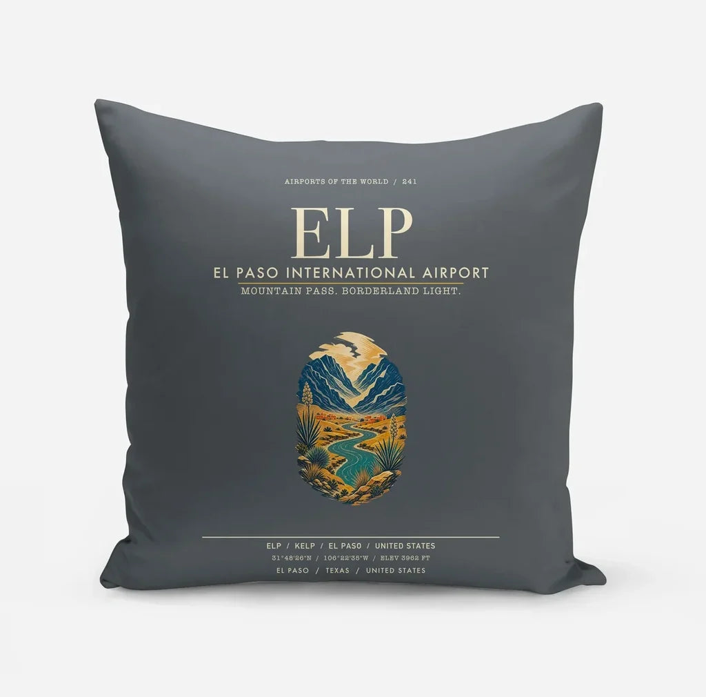 El Paso International Airport (ELP) design on gray pillow
