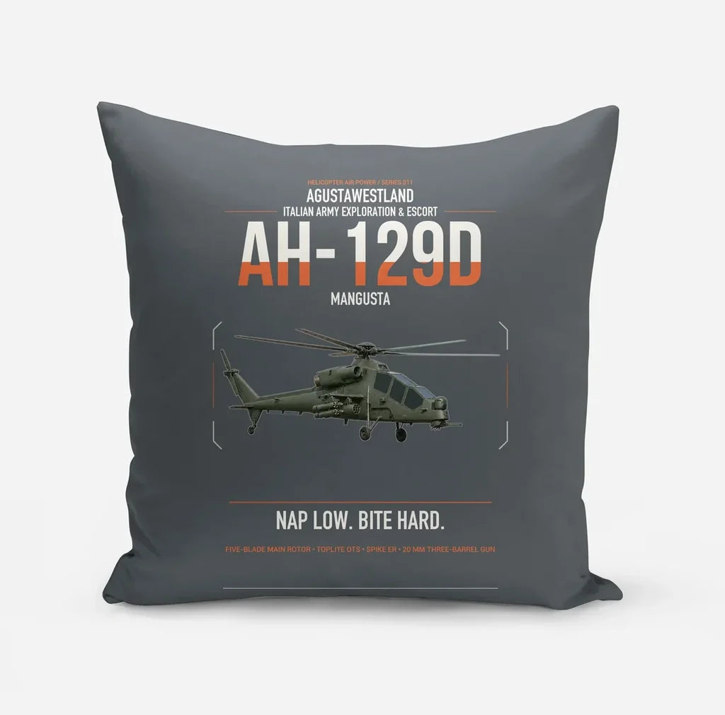 AgustaWestland AH-129D Mangusta design on gray pillow