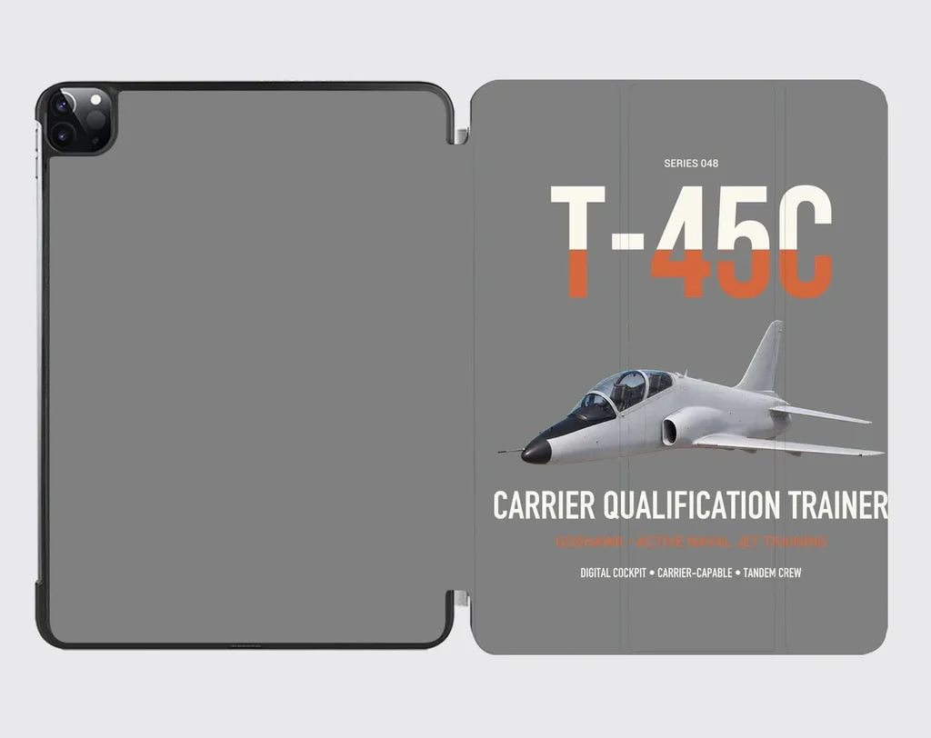 T-45C Goshawk design on gray ipad tablet case