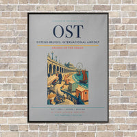 Thumbnail for Ostend-Bruges International Airport OST vertical canvas print - framed - light gray background